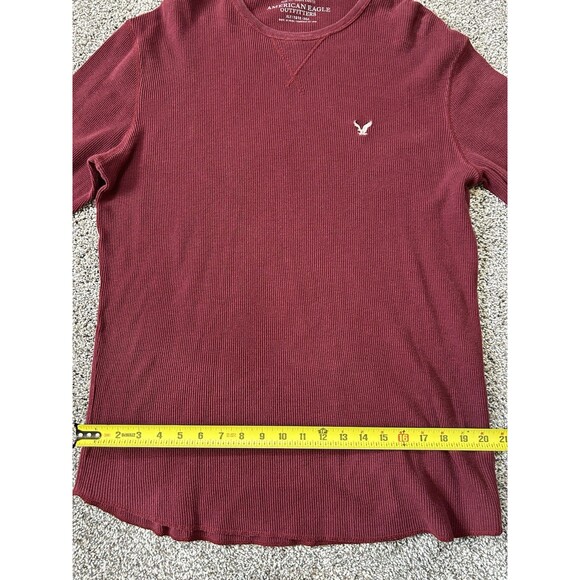 American Eagle Long Sleeve Shirt Maroon 100% Cotton Men's XLT - Picture 7 of 10